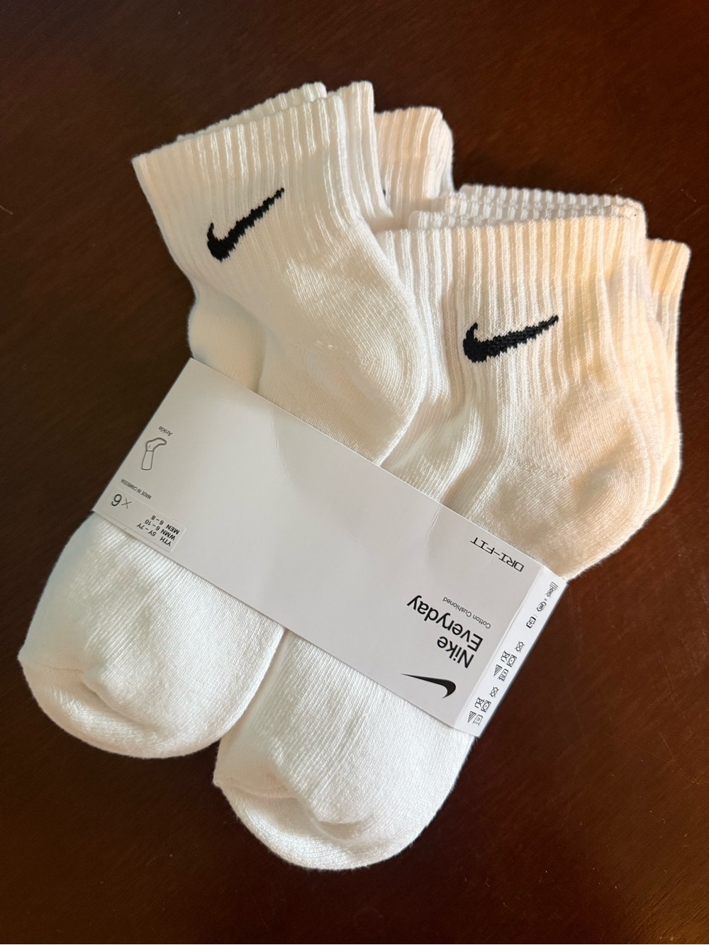 Nike White Ankle Socks with Black Swoosh - 3 Pack
